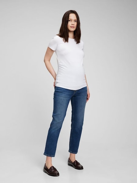 Mid Wash Blue Maternity Over The Bump Cheeky Straight Jeans (L00697) | £75