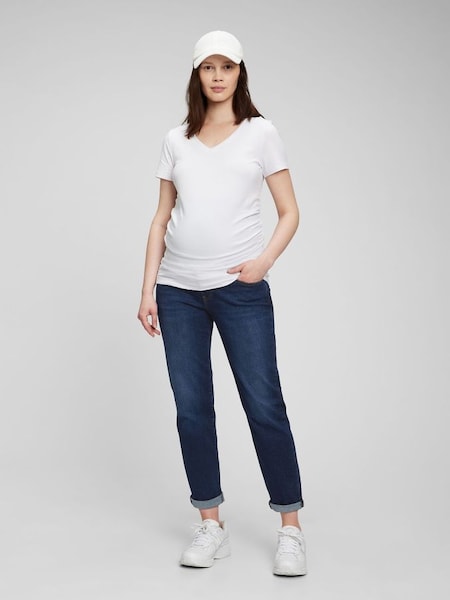 Dark Wash Blue Maternity Over The Bump Girlfriend Jeans (L00890) | £80