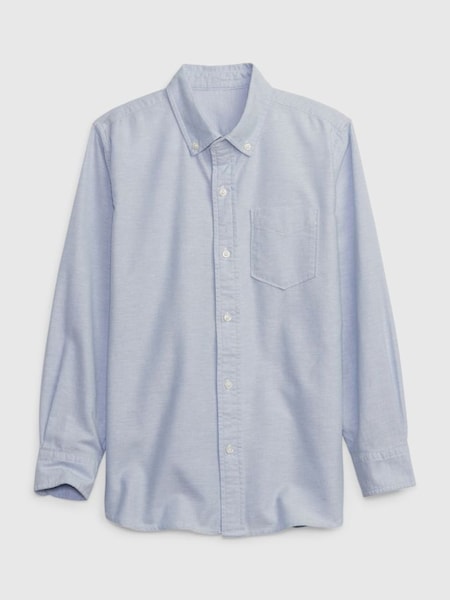 Blue Organic Cotton Long Sleeve Oxford Shirt (L15391) | £20