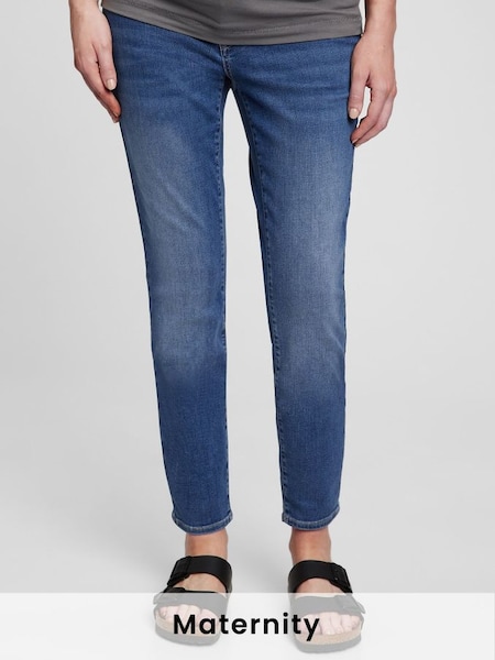 Mid Wash Blue Maternity Under The Bump Skinny Jeans (L19851) | £80