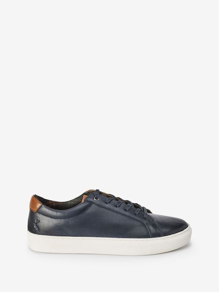 Navy Blue Leather Trainers (M23377) | £69