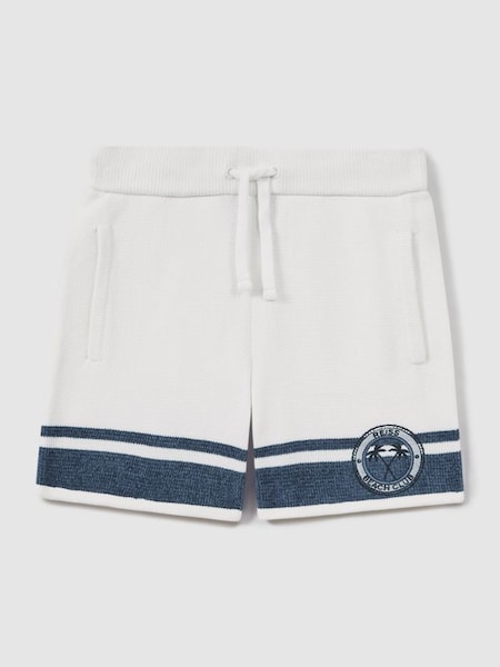 Velour Drawstring Shorts in White (M49034) | £46
