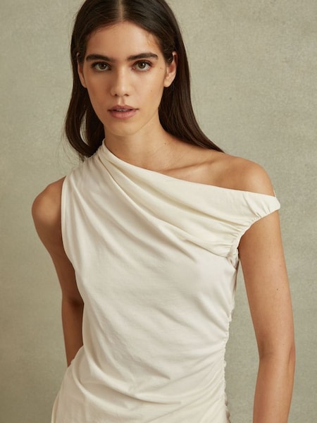 Ruched Off-The-Shoulder Top in Ivory (M51032) | £88