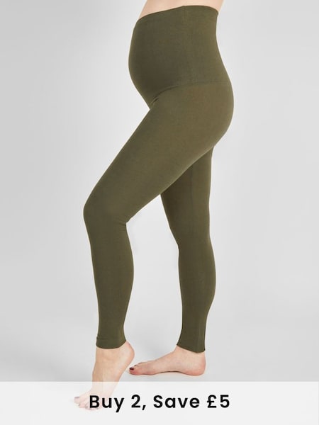 Khaki Green Cotton Rich Maternity Leggings (M51964) | £22.50