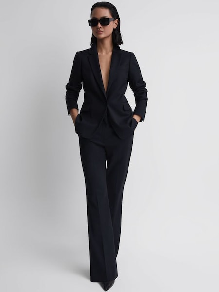 Petite Tailored Flared Suit Trousers in Navy (M82189) | £150
