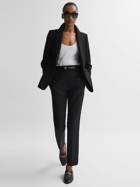 Petite Wool Blend Tapered Suit Trousers in Black (M82765) | £138