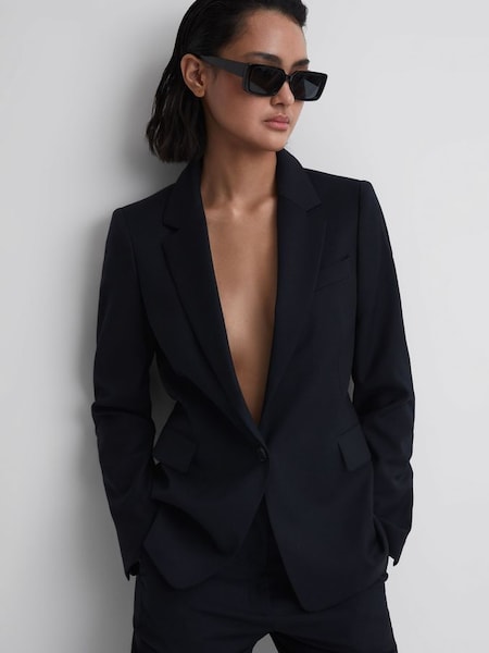 Petite Single Breasted Suit Blazer in Navy (M84530) | £238