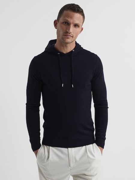 Merino Wool Hoodie in Navy (M84743) | £98