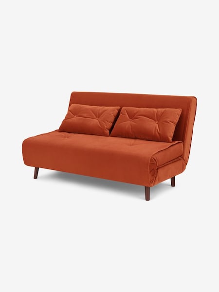 Haru Large Sofa Bed in Smooth Velvet Tan Orange (N00113) | £575