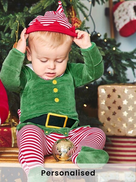 Personalised 2-Piece Baby Elf Outfit Set in Red (N00957) | £32