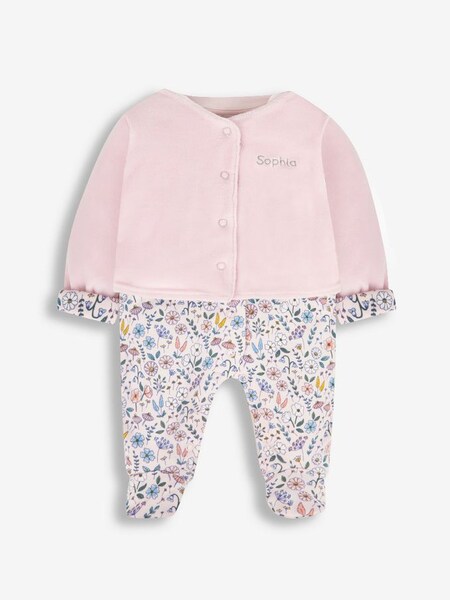 Personalised 2-Piece Floral Sleepsuit & Velour Jacket Set in Floral (N00976) | £35