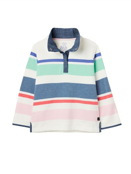Saunton Cream Overhead Half Popper Sweatshirt (N01060) | £13 - £16