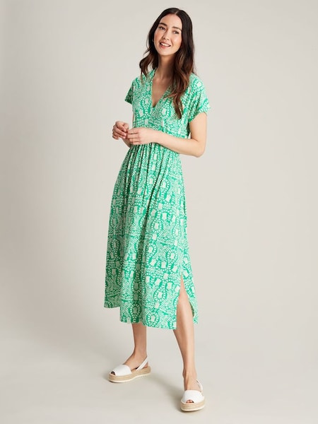 Nia Green Jersey V-Neck Beach Dress (N01066) | £22