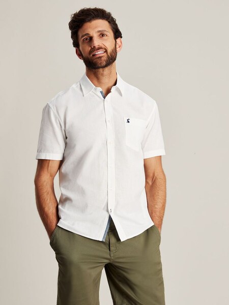 Breaker White Short Sleeve Linen Shirt (N01083) | £29