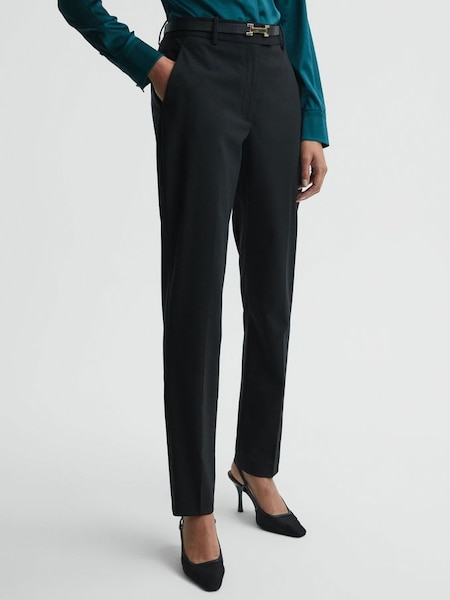 Petite Slim Fit Wool Blend Trousers in Black (N02021) | £78