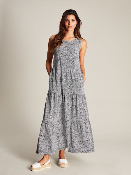 Jayne Blue Jersey Tiered Dress (N02603) | £40