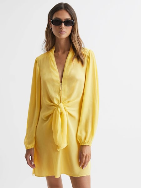 Tie Front Mini Dress in Yellow (N05123) | £48