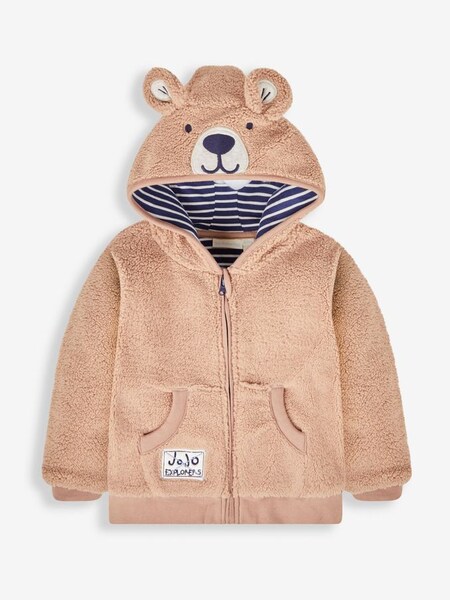 Mocha Brown Bear Boys' Appliqué Novelty Hoodie (N06656) | £28