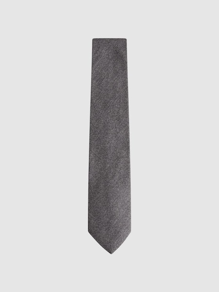 Brushed Cotton Herringbone Tie in Grey Melange (N06872) | £20