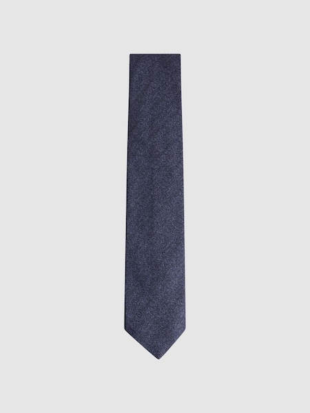 Brushed Cotton Herringbone Tie in Airforce Blue Melange (N06873) | £28