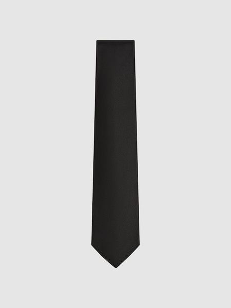 Silk Textured Tie in Black (N06897) | £40