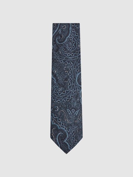 Silk Paisley Tie in Indigo (N06903) | £40