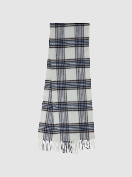 Wool-Cashmere Check Scarf in Blue Multi (N11579) | £30