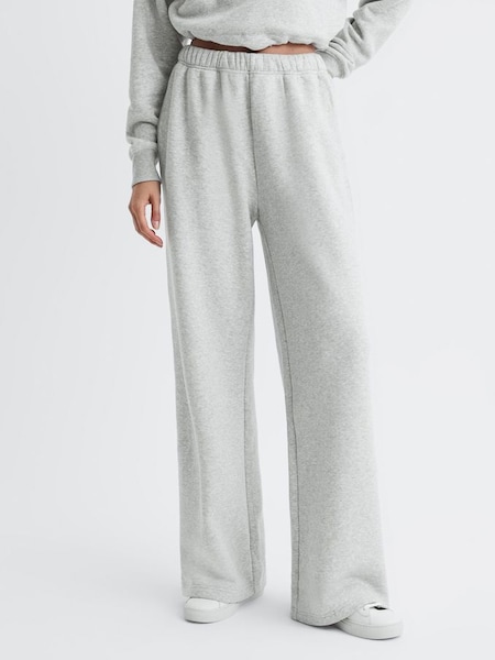 Good American Cotton Blend Wide Leg Joggers in Grey (N11584) | £68