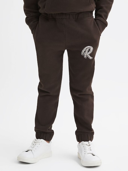 Junior Garment Dyed Logo Joggers in Chocolate (N11617) | £15