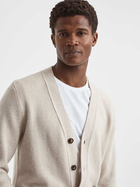 Wool Blend Button-Through Cardigan in Heather Melange (N11622) | £90