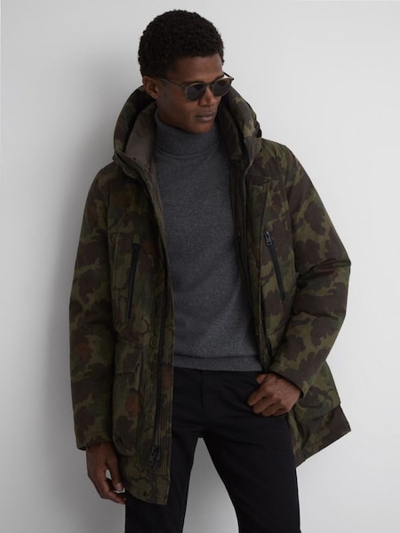 Woolrich Hooded Arctic Parka in Green Mitchell Camo (N11965) | £1,260