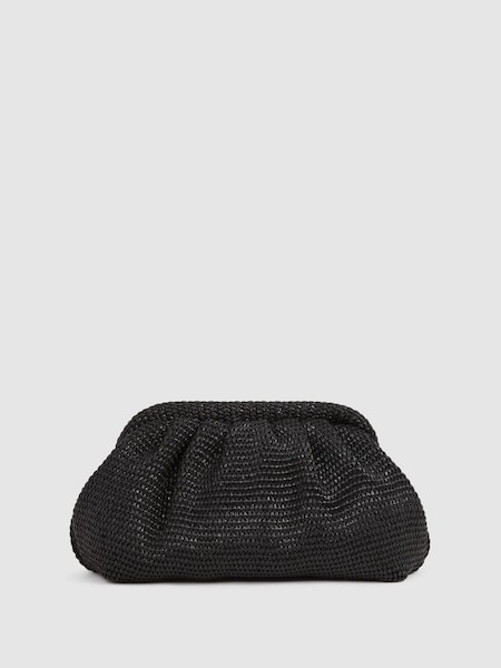 Raffia Clutch Bag in Black (N12401) | £98