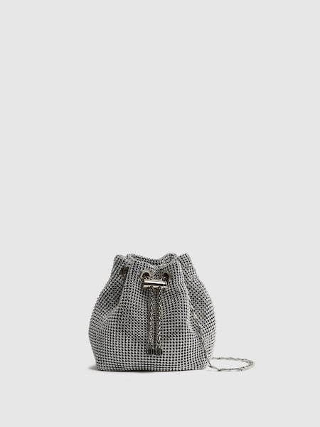 Crystal Mini Bucket Bag in Silver (N12403) | £148