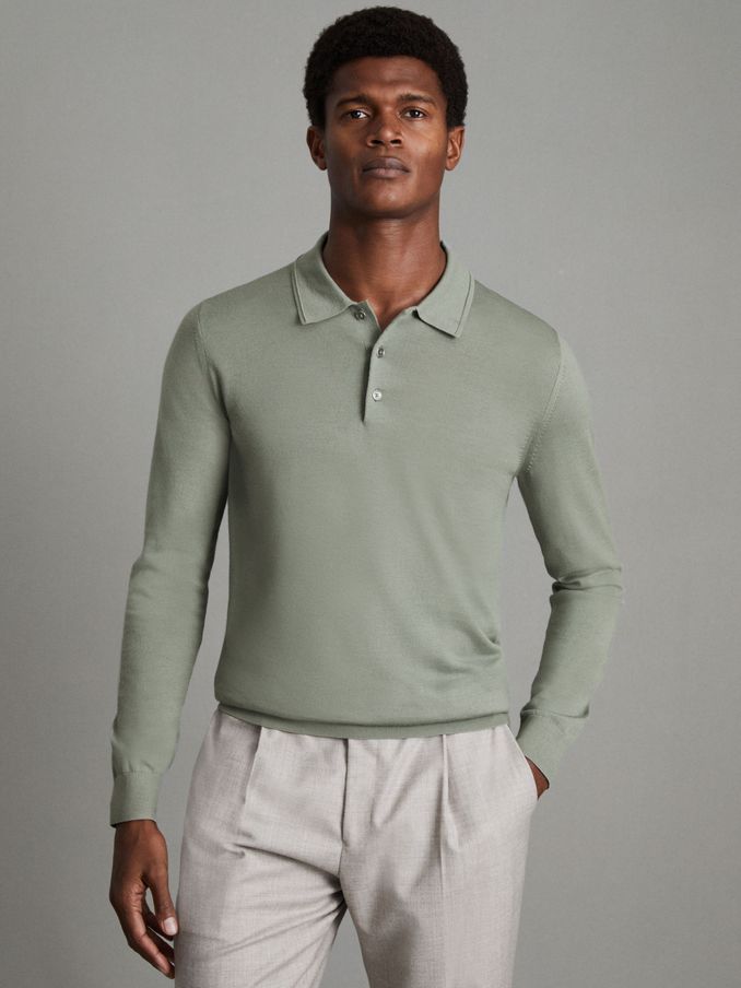 Long sleeve polo top and slacks