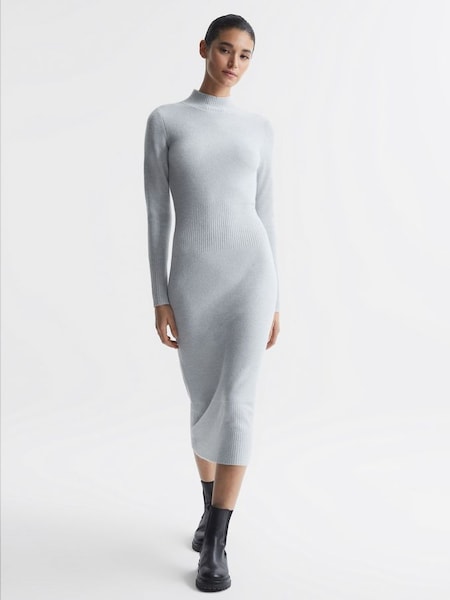 Knitted Bodycon Midi Dress in Grey (N12418) | £108
