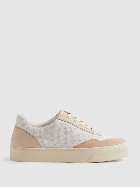 Canvas Leather Chunky Trainers in Natural (N21225) | £138