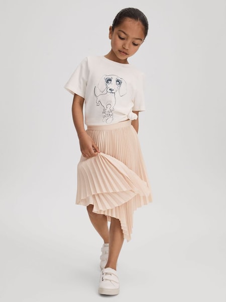 Junior Pleated Asymmetric Skirt in Pink (N21680) | £50