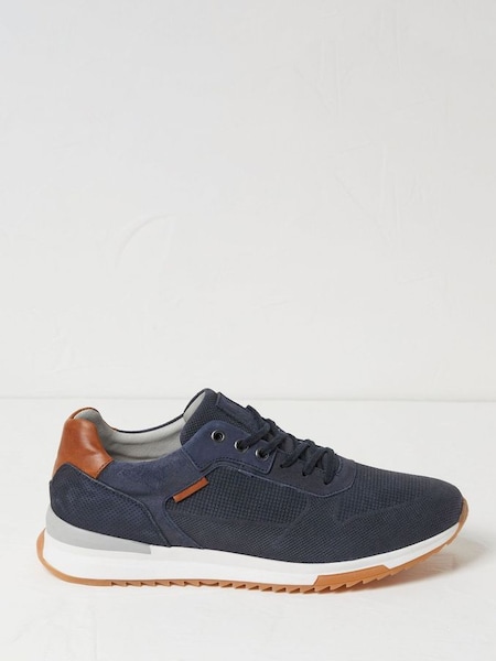 Wells Blue Leather Runner Trainers (N24251) | £75