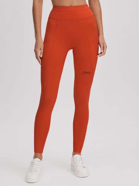 7 Days Active High Rise Leggings in Tomato Red (N26671) | £105