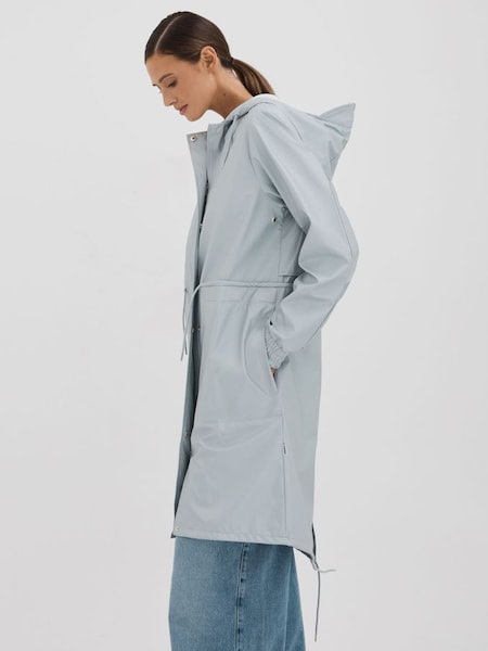 Rains Drawstring Parka Raincoat in Light Blue (N27038) | £115