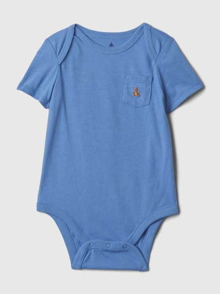 Blue Brannan Bear Pocket Short Sleeve Bodysuit (Newborn-24mths) (N28390) | £6