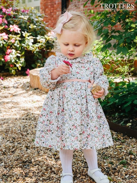 Trotters London Pink Little Floral Bella Floral Willow Dress (N32094) | £64