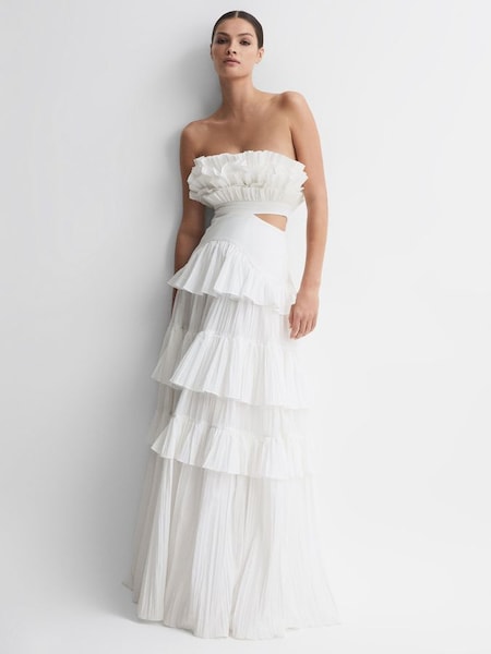 Acler Strapless Tiered Maxi Dress in Ivory (N32584) | £984