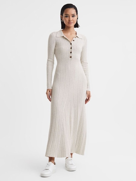 Anna Quan Knitted Polo Maxi Dress in Ecru (N32605) | £380
