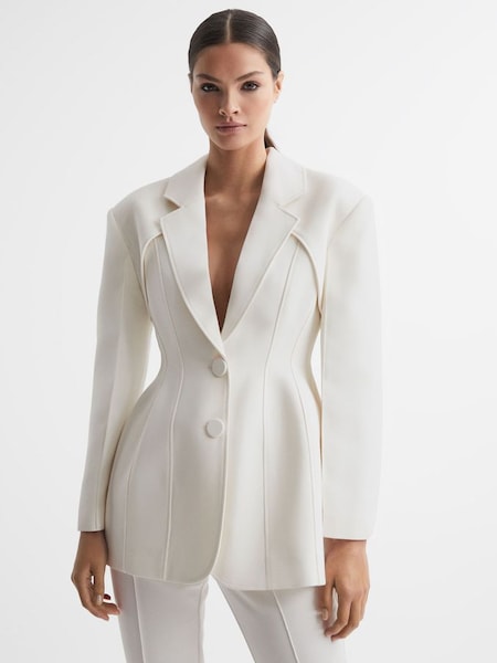 Acler Tailored Single Breasted Blazer in Ivory (N32609) | £375