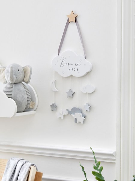 Born in 2024 Wooden Wall Hanging in White (N32744) | £12