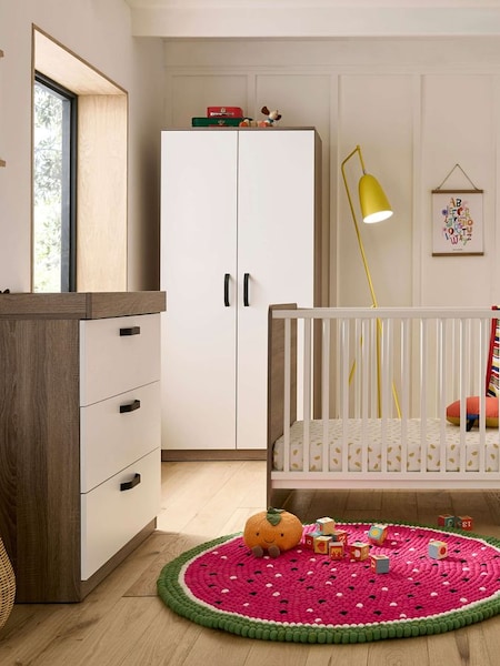 Cuddleco Enzo 3pc Set 3 Drawer Dresser, Cot Bed and Wardrobe (N32753) | £679