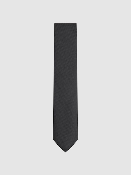 Textured Silk Blend Tie in Black (N33326) | £48