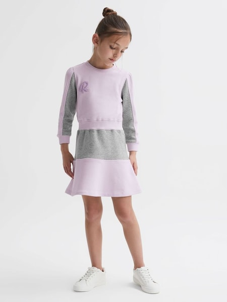 Senior Colourblock Motif Jersey Dress in Lilac (N34436) | £20