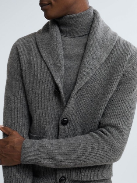 Atelier Cashmere Button-Through Cardigan in Charcoal Melange (N34991) | £228